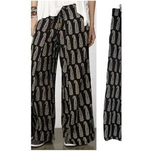 Ralph Lauren DENIM & Small Large Paisley Wide Leg Pull On Wrap Pants Boho